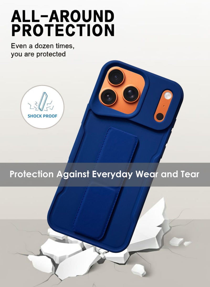 Apple iPhone 17 Pro Max Hand Grip Case Cover - Magnetic Hand Grip Holder & Kickstand Case For Apple iPhone 17 Pro Max - Strong Grip for Magnetic Car Holder, Stylish Silicone Case & Functional, Ultimate Convenience & Hands-Free Viewing - Blue - Image 3